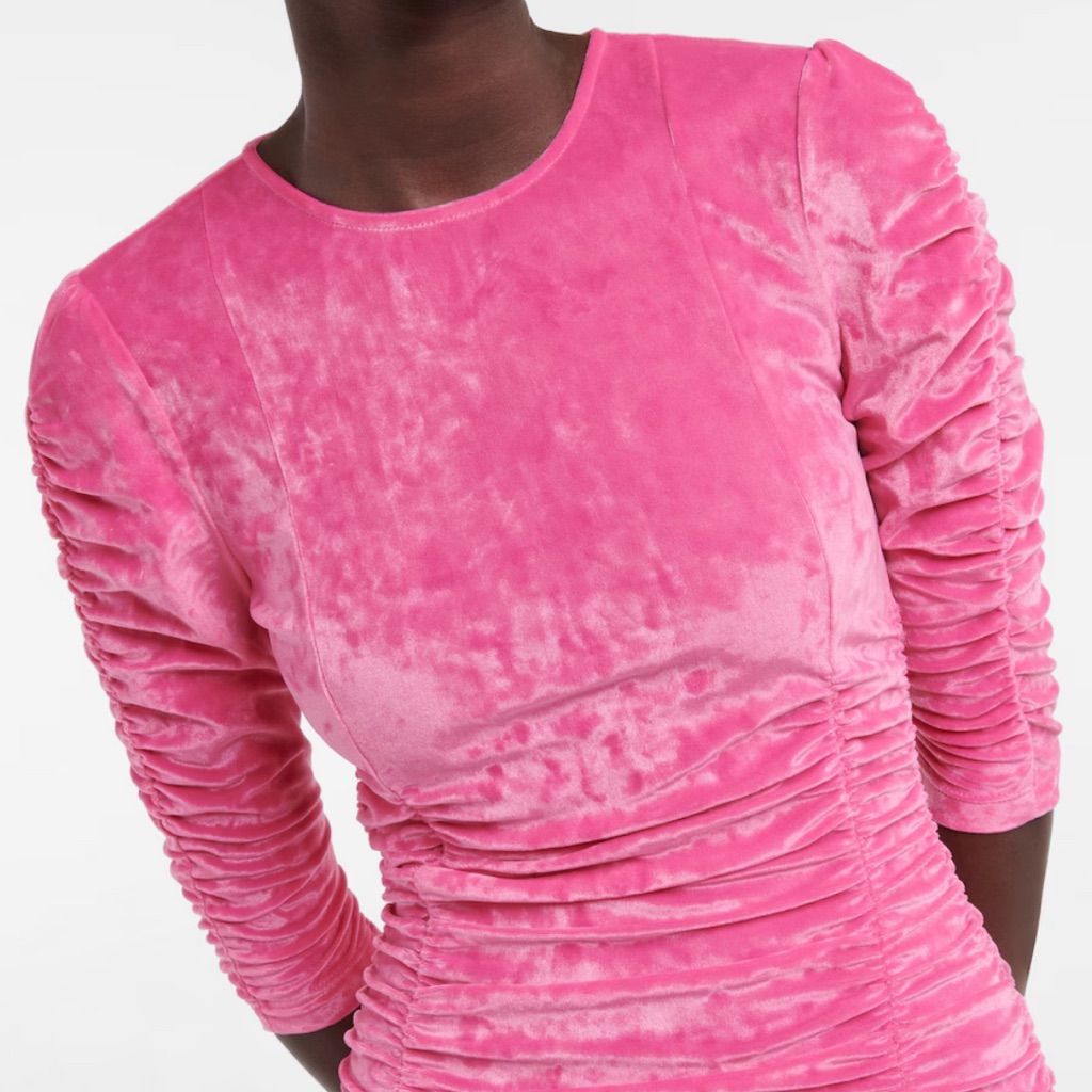 Ganni Minikleid Aus Samt In Shocking Pink Size 38